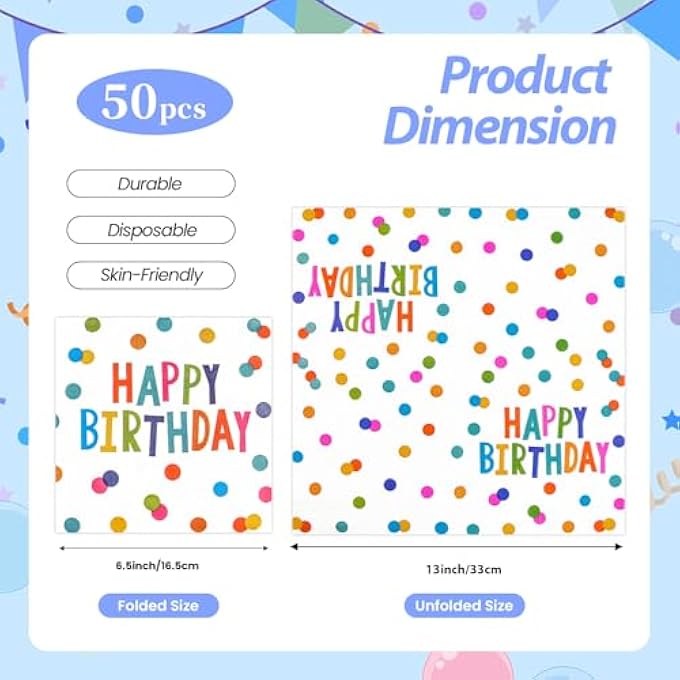 50PCS GOLF PAPER NAPKINS 13 X 13 INCHES LUNCHEON NAPKINS COCKTAIL NAPKINS DISPOSABLE SPORTS THEME DECORATIONS FOR KIDS BABY SHOWER,BIRTHDAY PARTY,GOLF THEME PARTY SUPPLIES (HAPPY BIRTHDAY) - Image 3